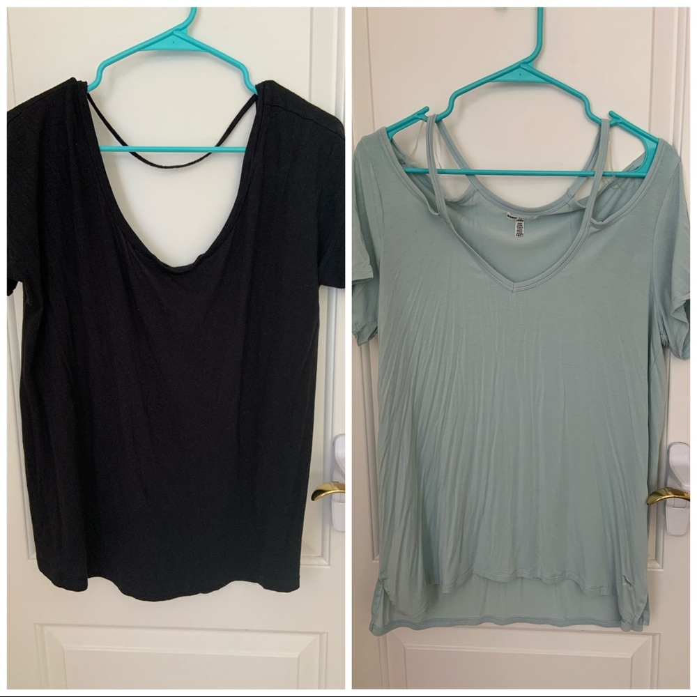 VS PINK Cloudy Blue and Black Tshirt